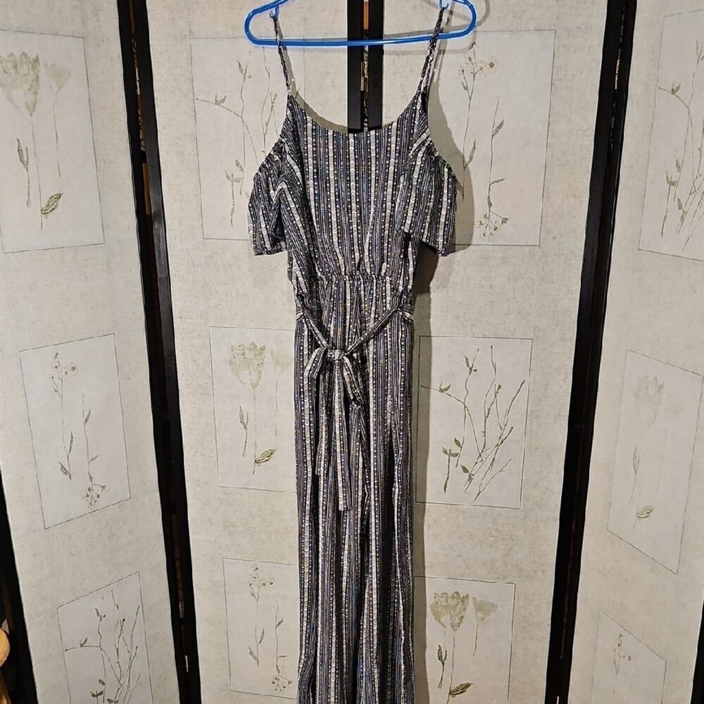 One Clothing Gray Silver Tie Front Jumpsuit